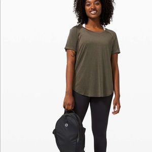 NWT lululemon Open Up Tie Back Tee - dark olive